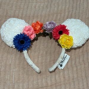 DISNEY White and Floral Minnie Mouse Headband Ears